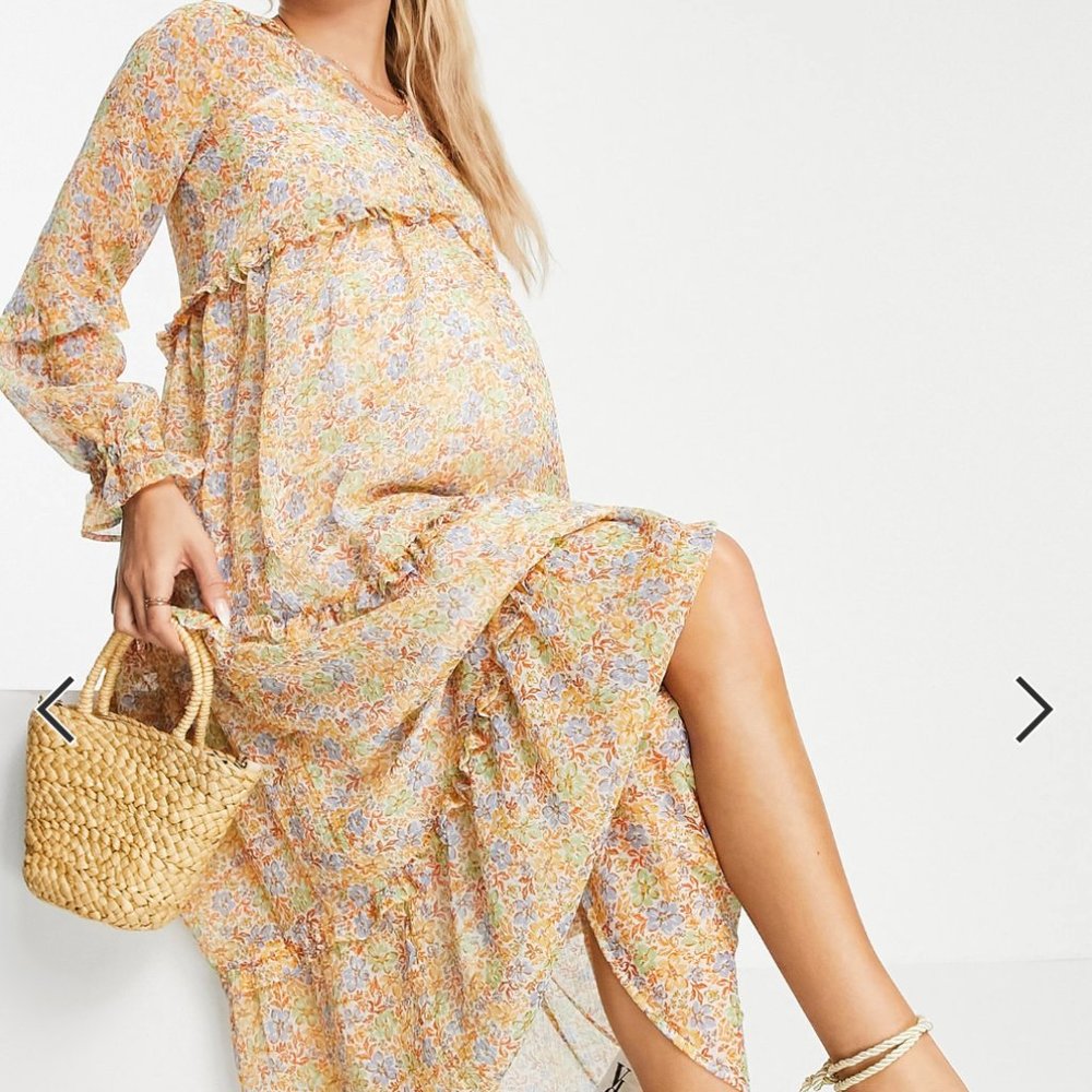 Violet Romance Maternity Dress Midi Floral